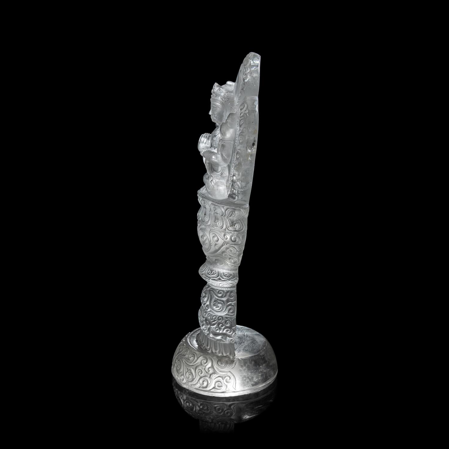 A Nepalese Rock Crystal Manjushri 尼泊爾水晶雕四臂文殊說法像