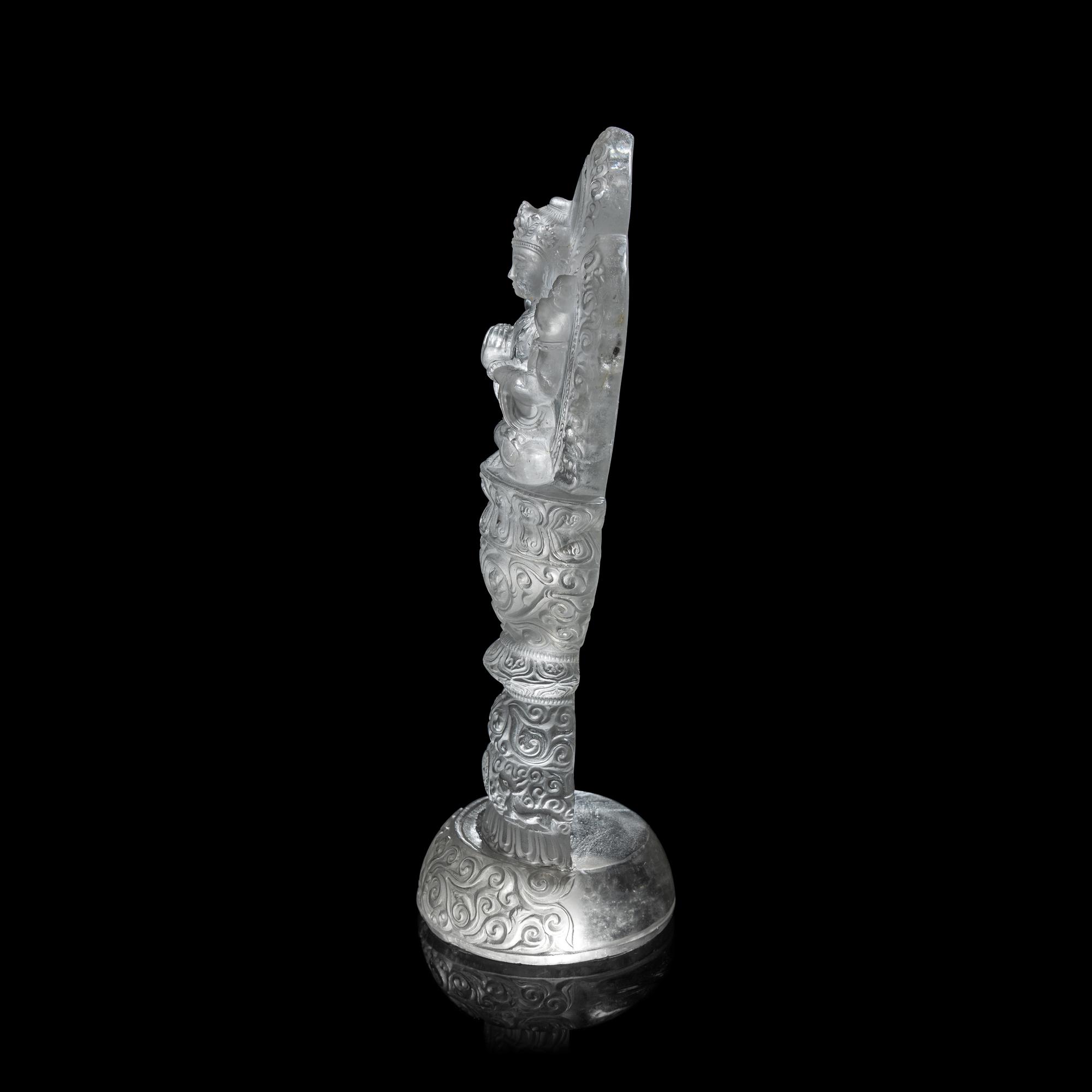 A Nepalese Rock Crystal Manjushri 尼泊爾水晶雕四臂文殊說法像