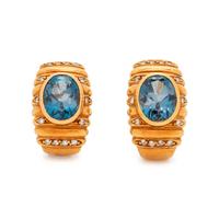 BLUE TOPAZ AND DIAMOND EARCLIPS