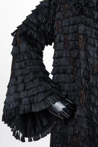 Unlabeled Black Coat with Ruffles, 1910-30s