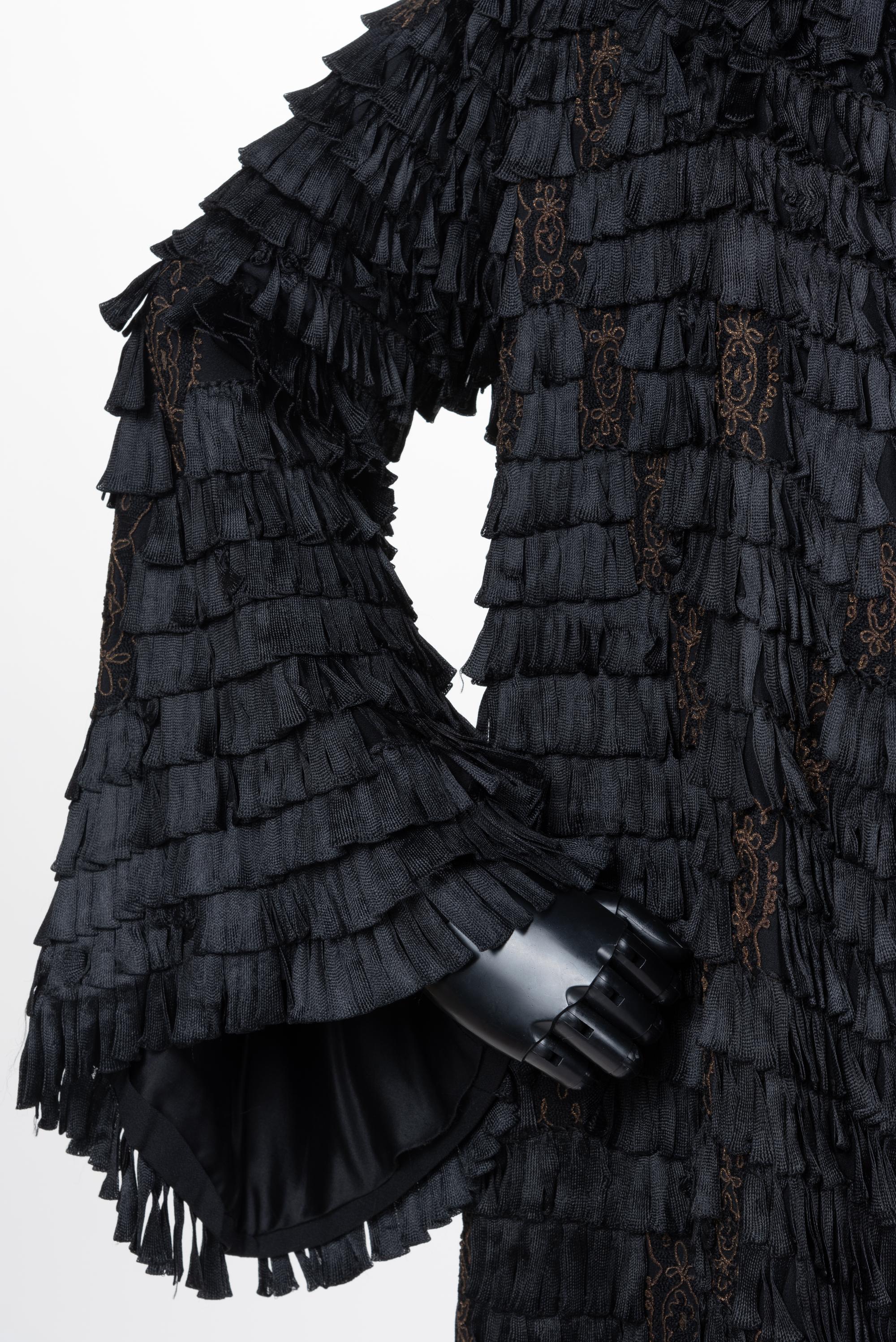 Unlabeled Black Coat with Ruffles, 1910-30s