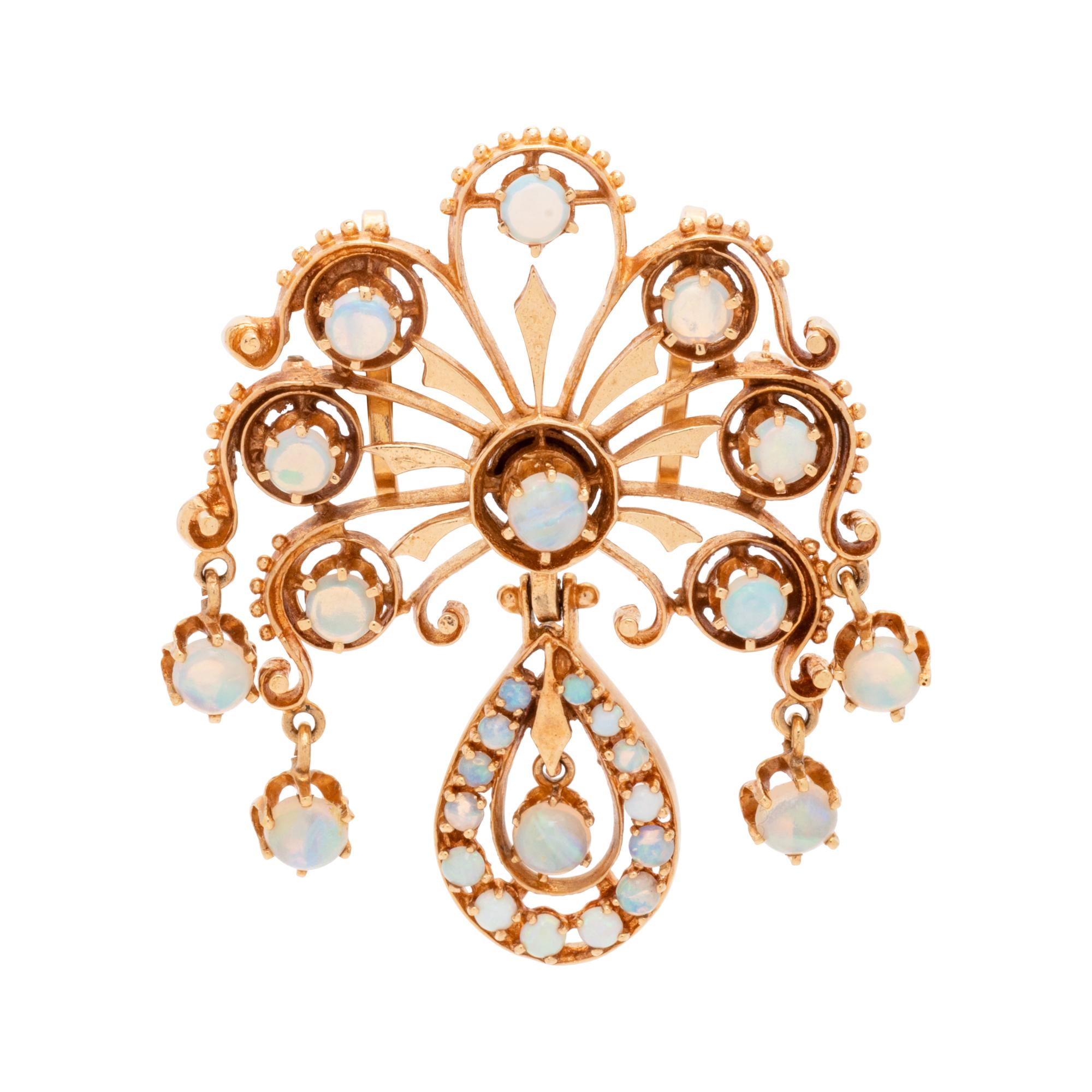 YELLOW GOLD AND OPAL PENDANT/BROOCH
