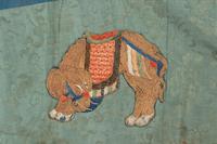 Two Chinese Blue Ground Silk Robes, Late Qing Dynasty 清晚期 藍地盤金繡游龍瑞獸纹道袍及藍地織錦女褂