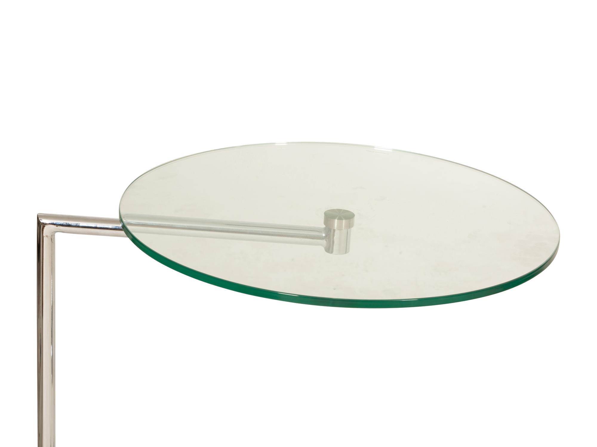 Three Contemporary Chrome and Glass Side Tables