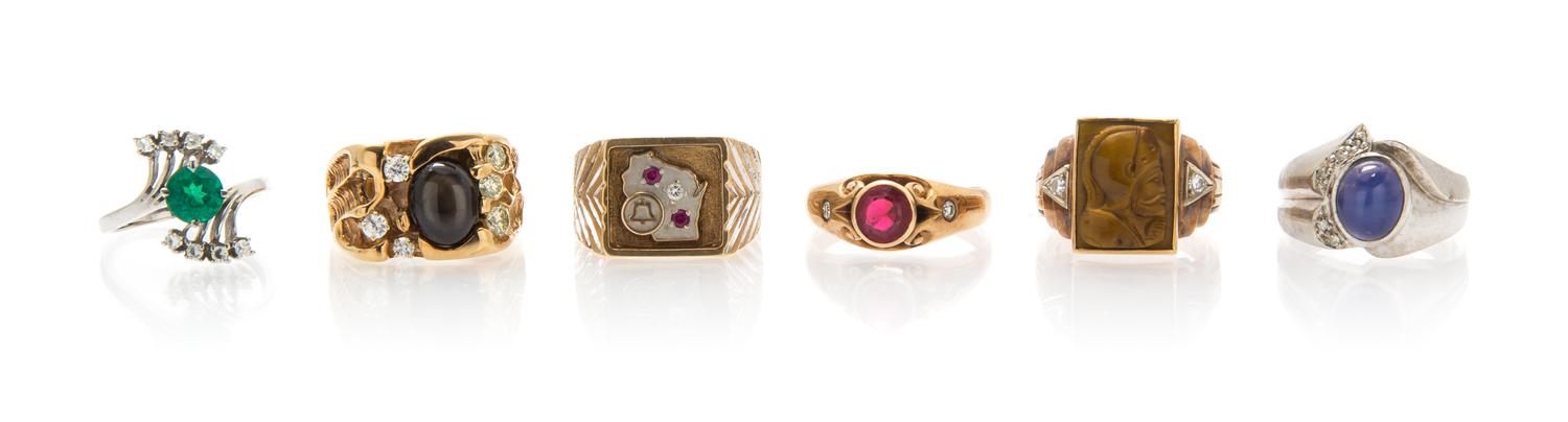 A Collection of Gold and Synthetic Gemstone Jewelry, 37.60 dwts.