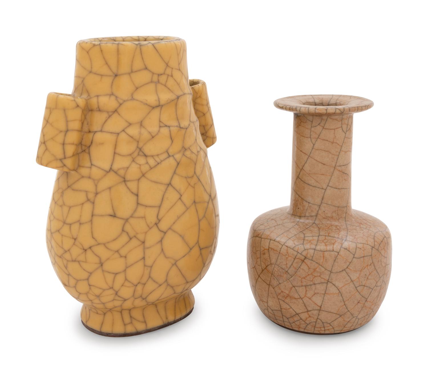 Two Chinese Crackle Glazed Porcelain Wares