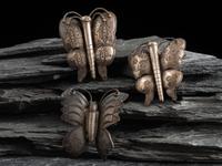 Navajo Stamped Silver Butterfly Pins/Brooches