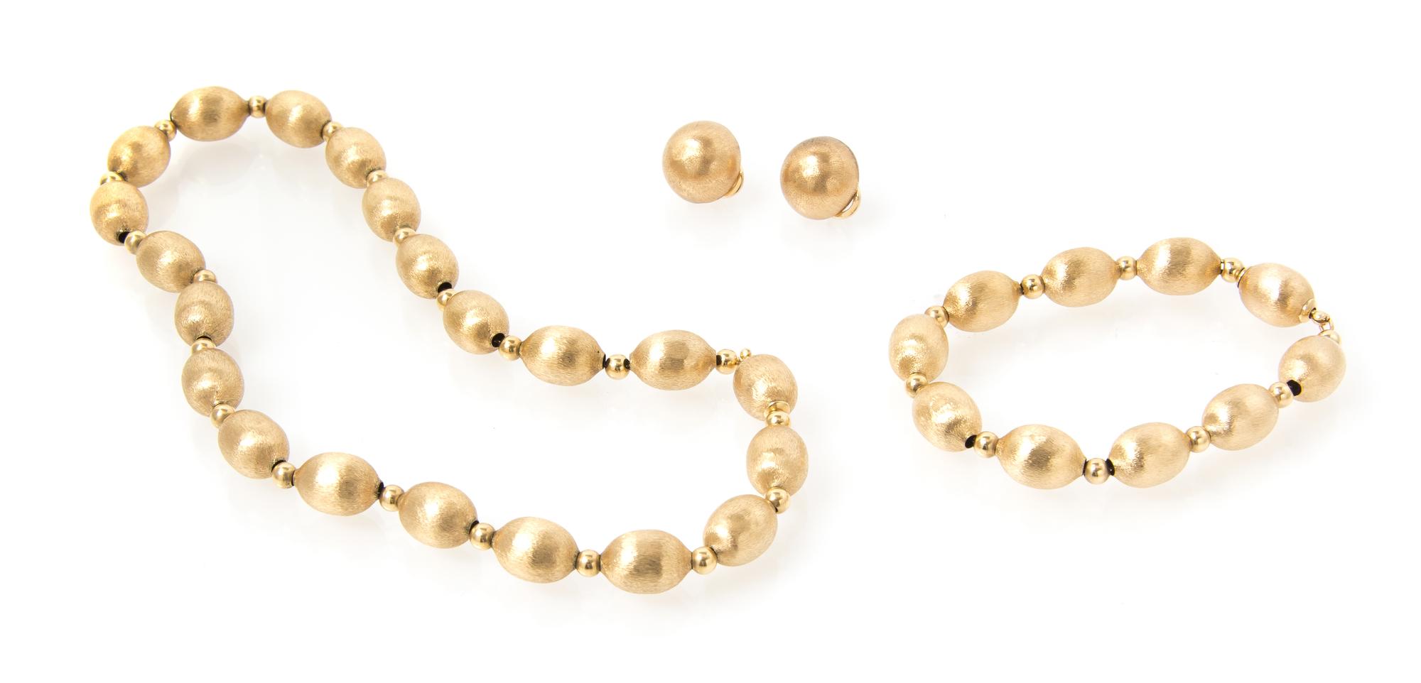 A Yellow Gold Demi Parure, 23.80 dwts.