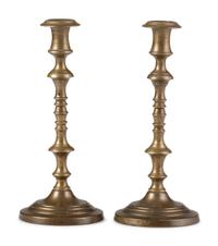 Three Pairs of English Brass Candlesticks