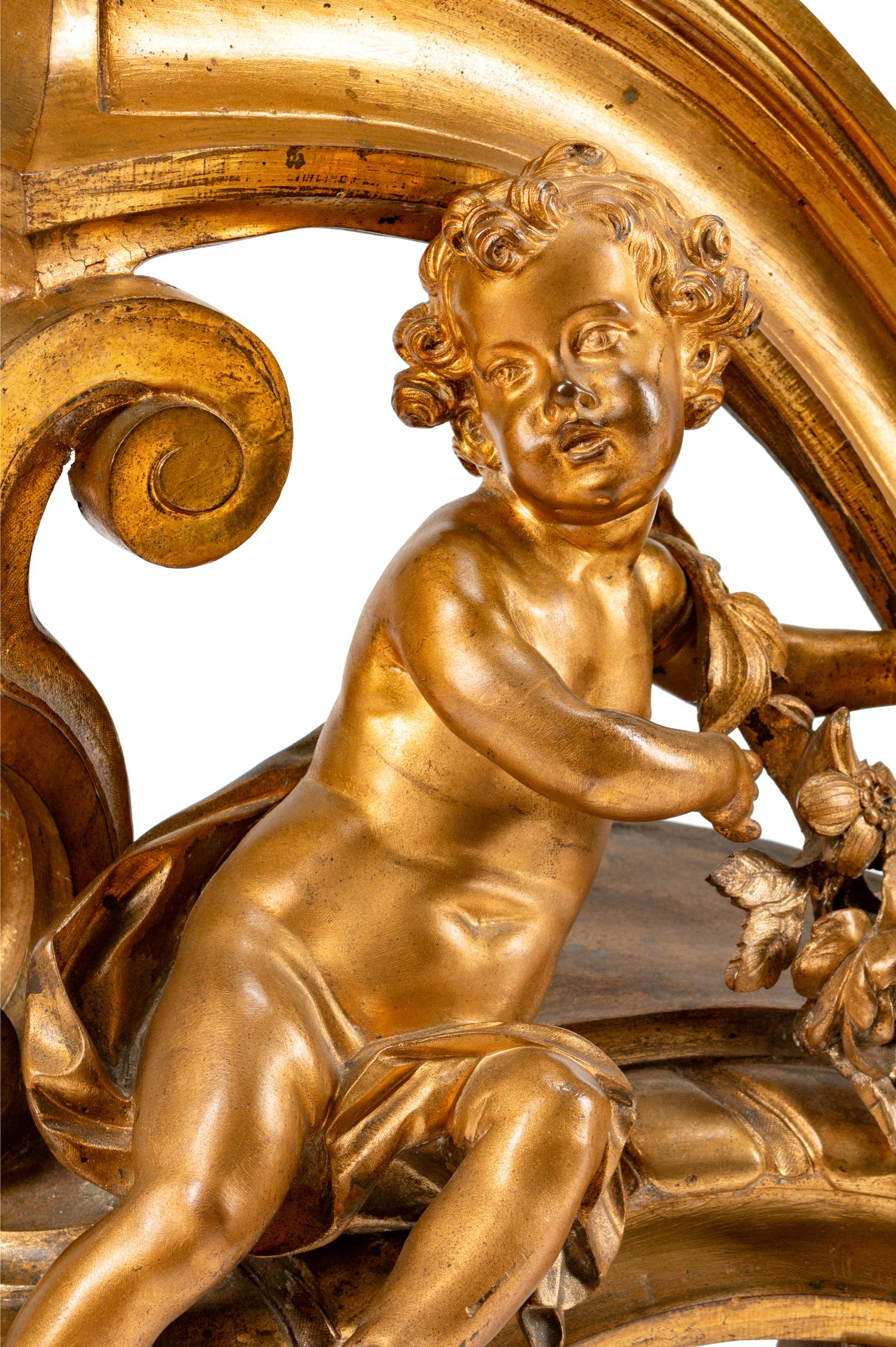 A Pair of Louis XV Style Gilt-Bronze Chenets — 19TH CENTURY