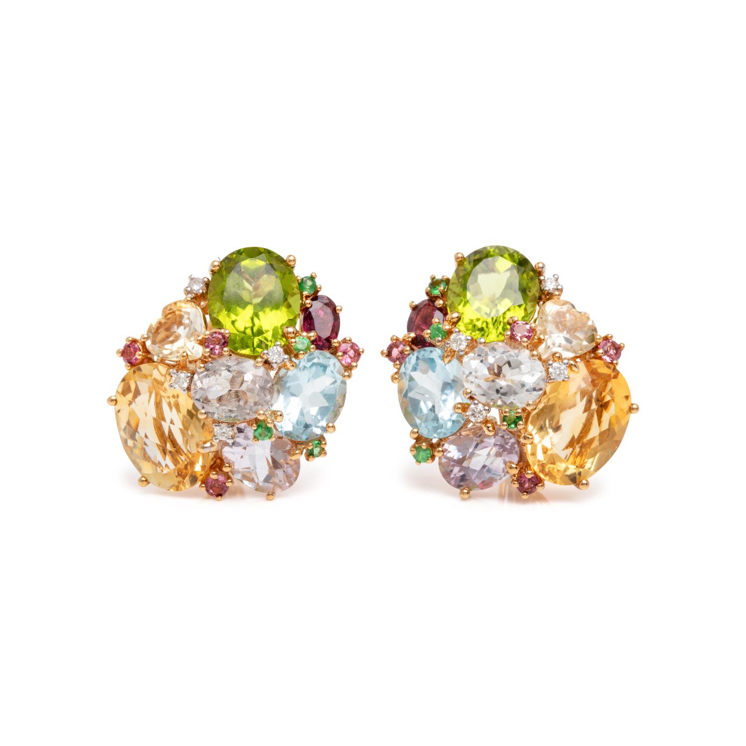 MULTIGEM AND YELLOW GOLD EARRINGS