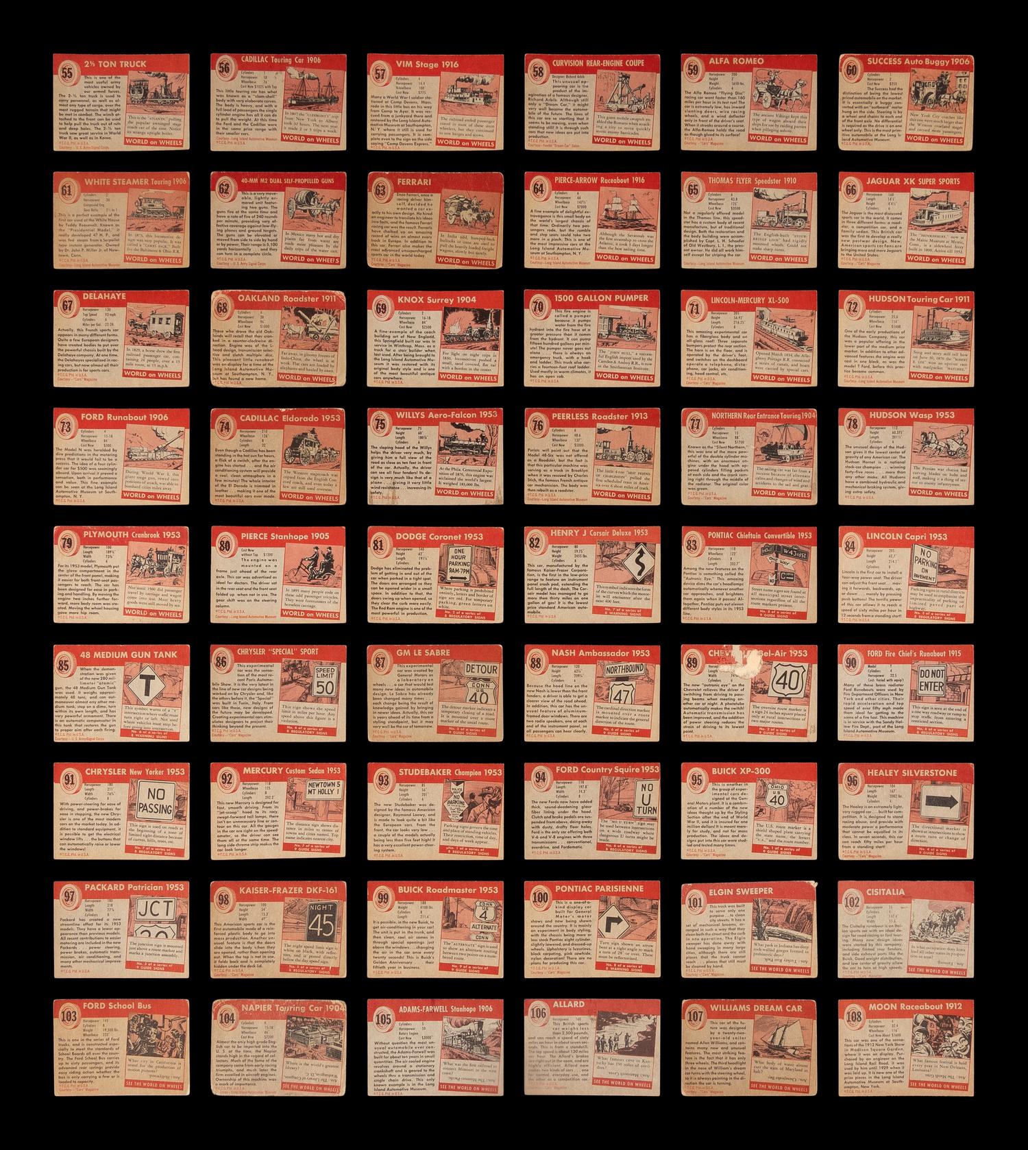 A Complete Set of 1954 Topps World on Wheels Trading Cards (160/160)