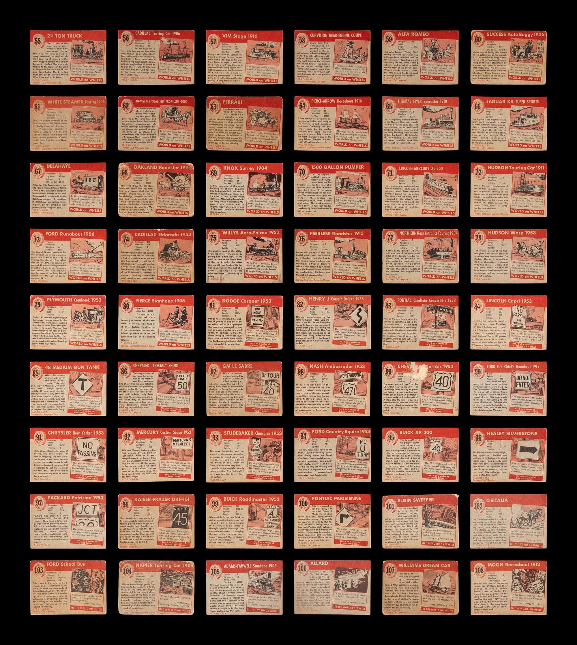 A Complete Set of 1954 Topps World on Wheels Trading Cards (160/160)