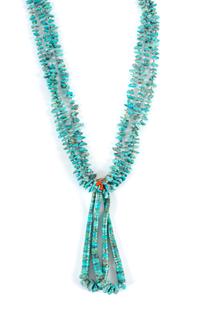 Southwestern Three Strand Turquoise Necklace with Jocla Length 30 inches
