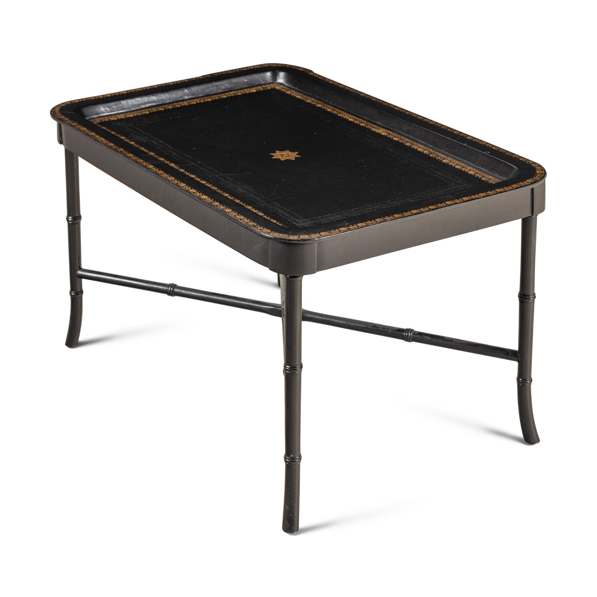 A Maitland-Smith Gilt Tooled Leather Tray Table