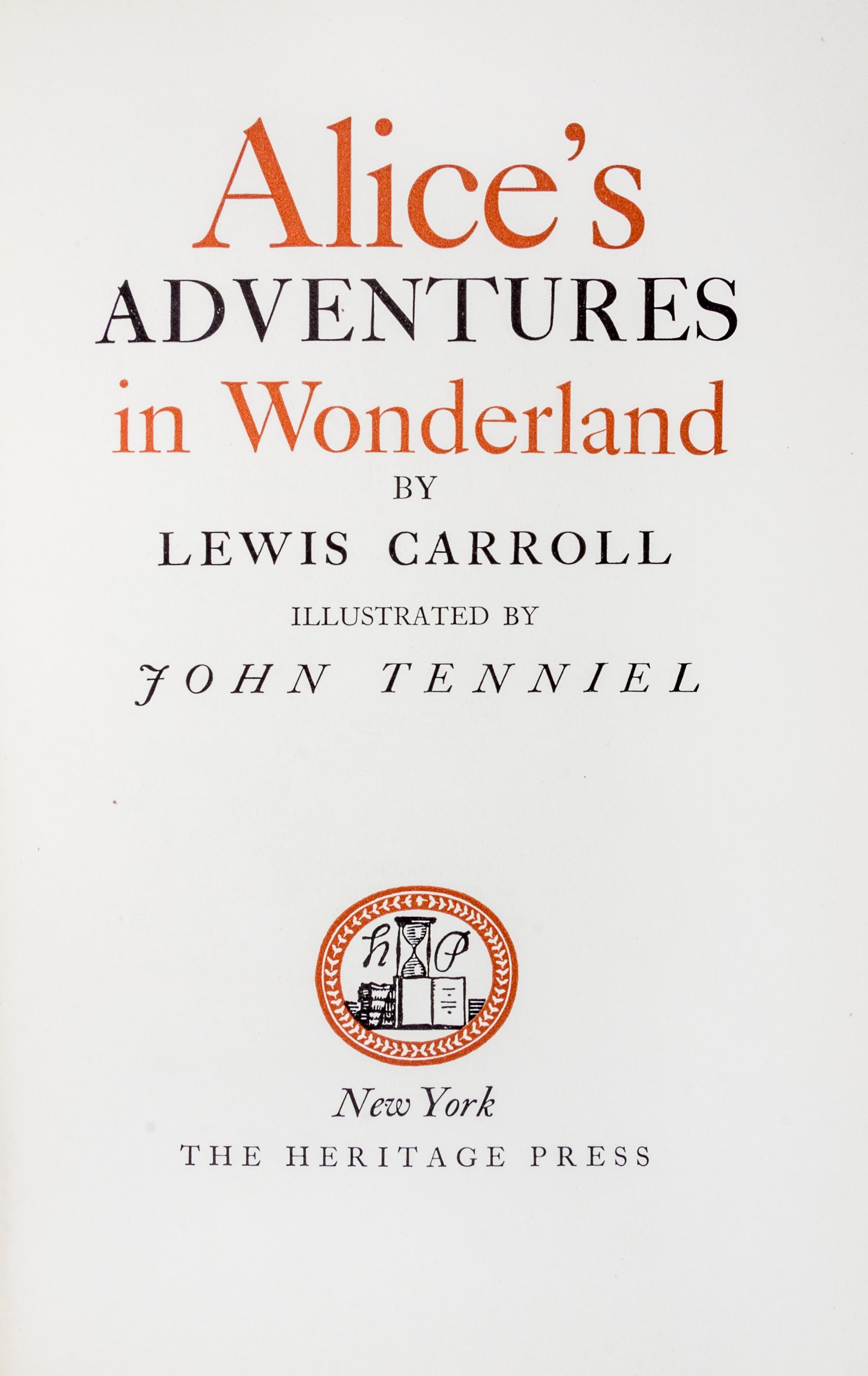(BAYNTUN) CARROLL, LEWIS. Alice's Adventures in Wonderland [and] Through the Looking Glass. NY, 1941. 2 vols.