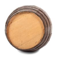 A Large Stenciled and Grain Painted Wood Flour Barrel