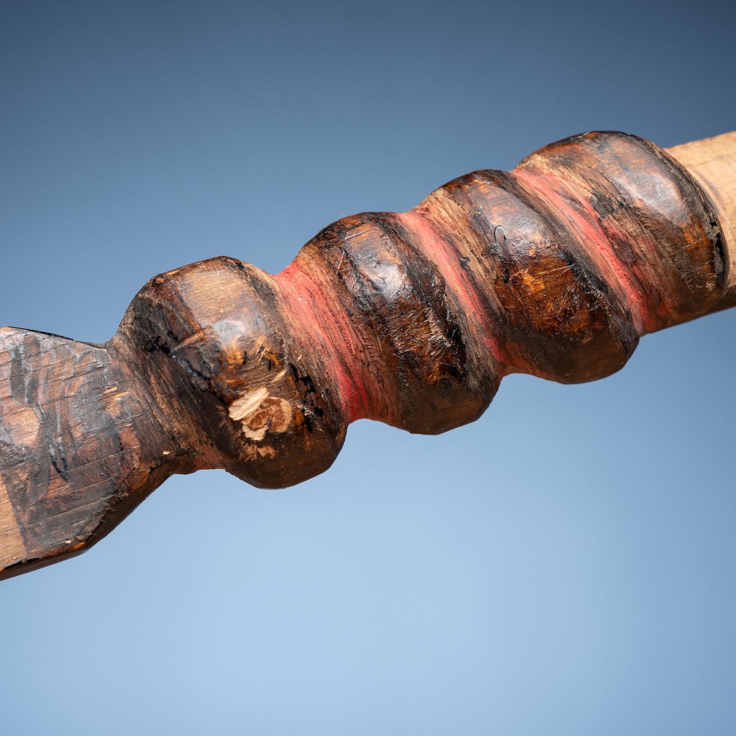 Western Great Lakes Figural Pipe Stem, with Catlinite Bowl