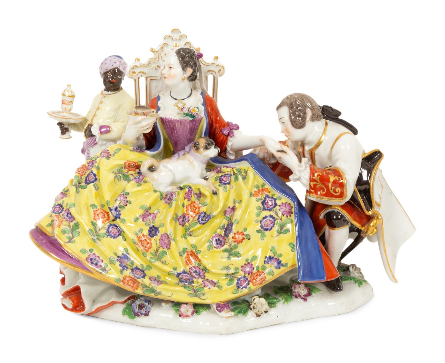 Meissen Porcelain Figural Group, The Hand Kiss