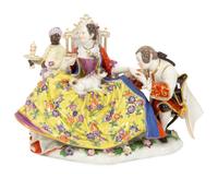 Meissen Porcelain Figural Group, The Hand Kiss