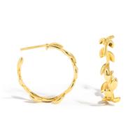 PALOMA PICASSO FOR TIFFANY & CO., YELLOW GOLD 'OLIVE LEAF' HOOP EARRINGS