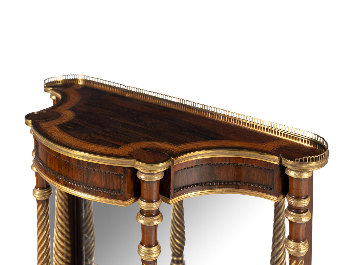A Regency Rosewood, Parcel-Gilt and Brass Mounted Console Table