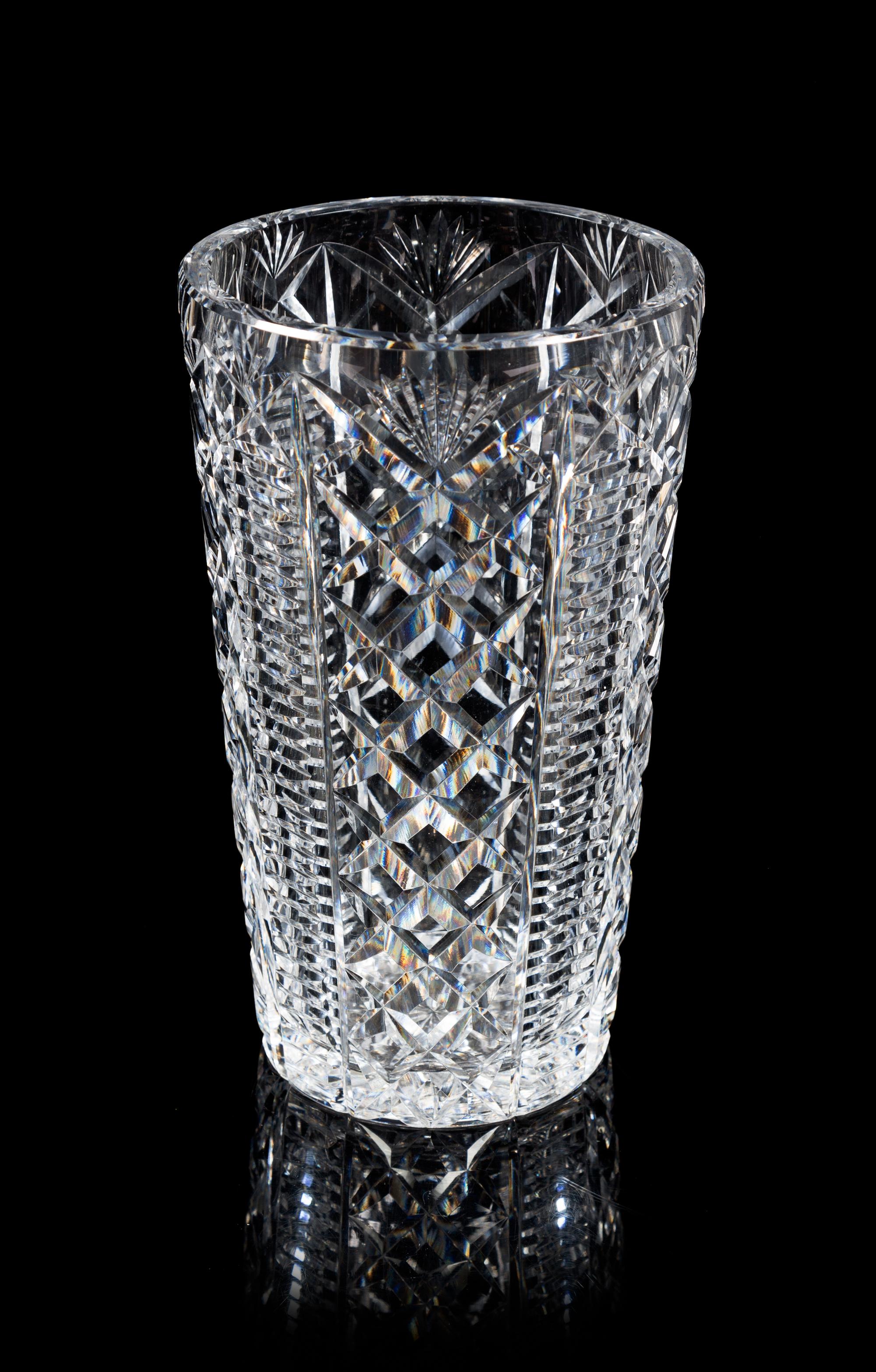 Waterford, a cut glass vase, of tapering form