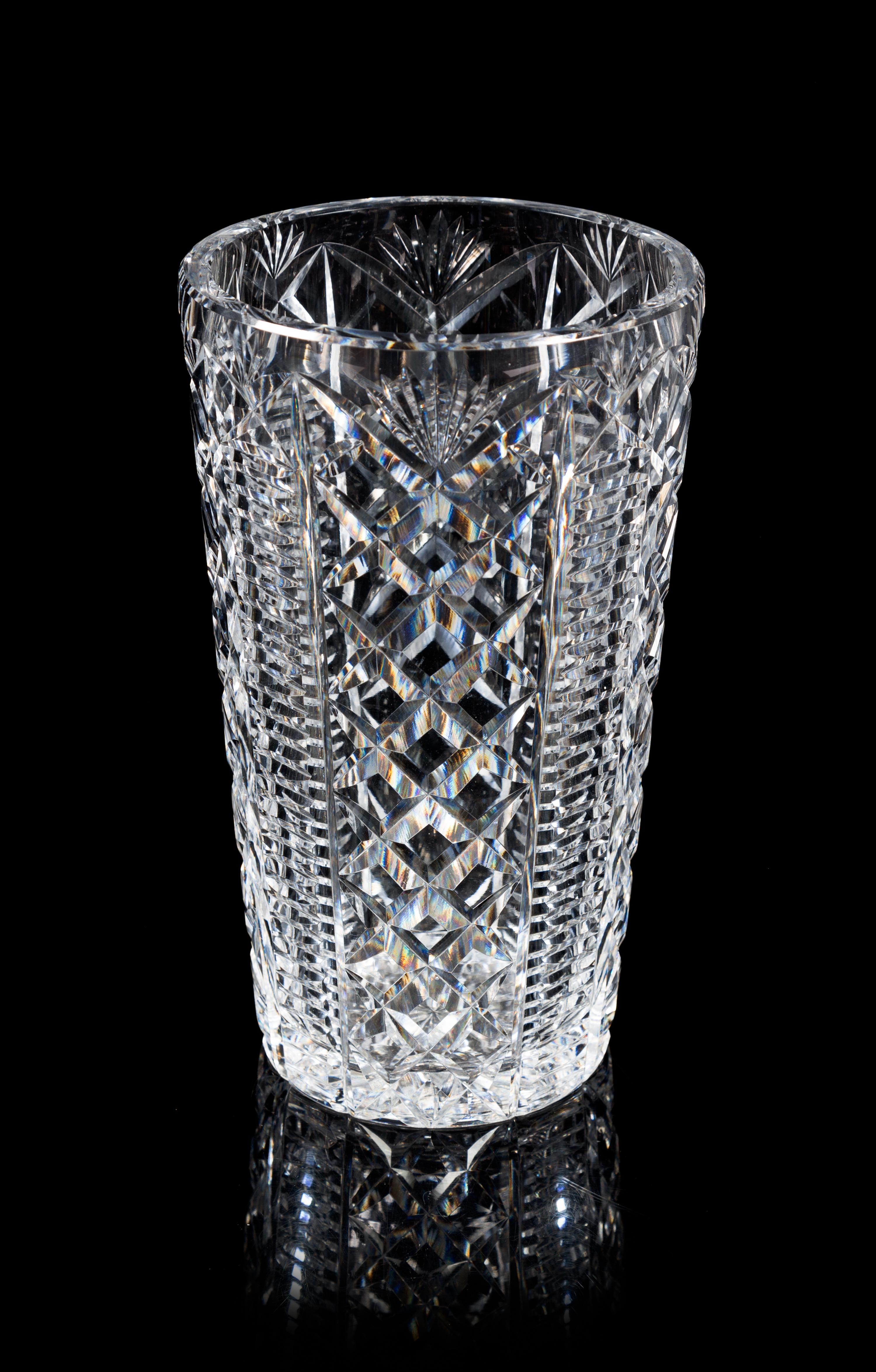 Waterford, a cut glass vase, of tapering form
