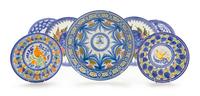 A Group of Italian Majolica Chargers Diameter of largest 17 inches. — 20TH CENTURY
