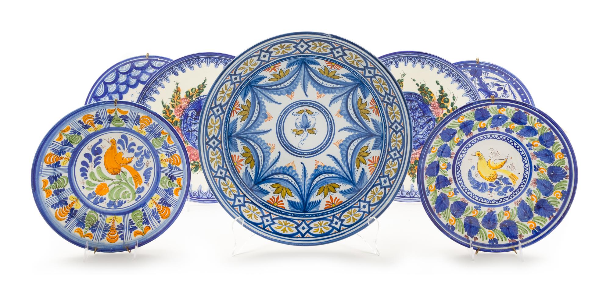 A Group of Italian Majolica Chargers Diameter of largest 17 inches. — 20TH CENTURY