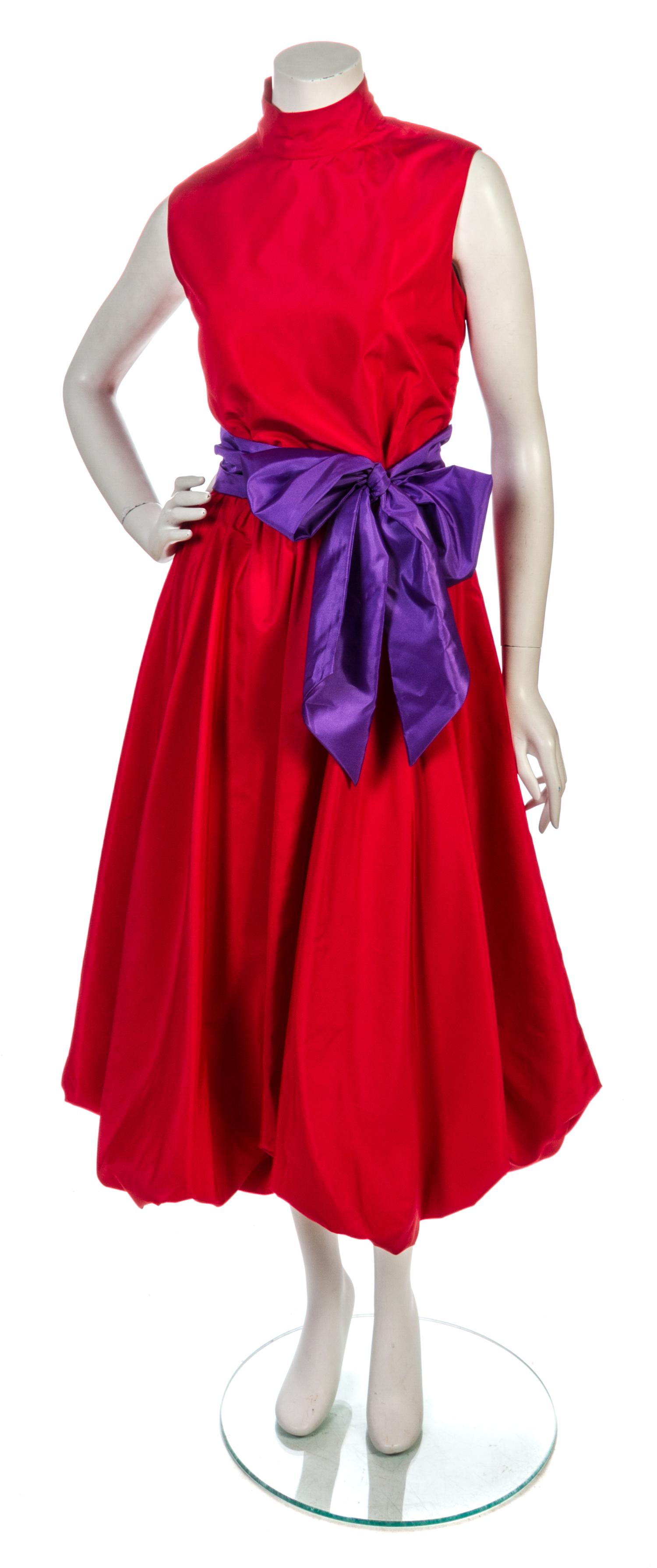 A Fuchsia Taffeta Cocktail Dress,