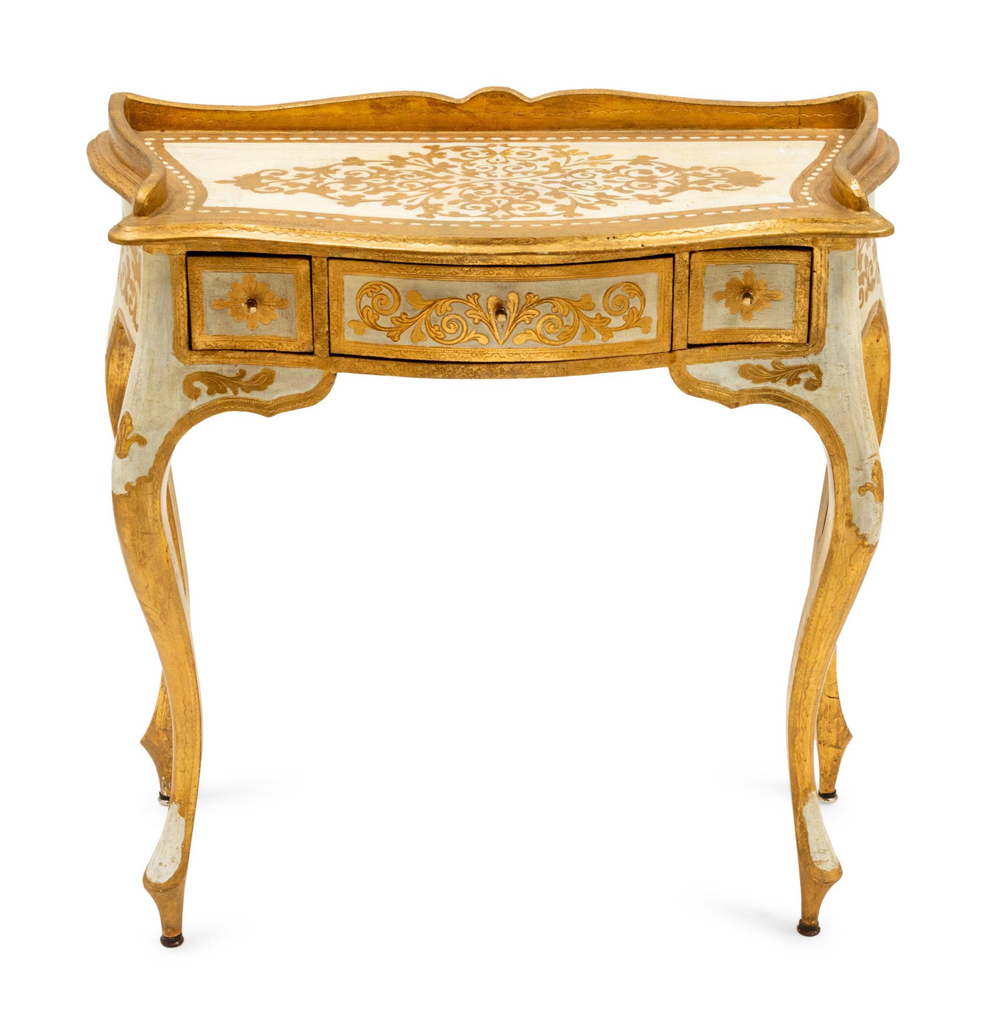 An Italian Painted and Parcel Gilt Side Table