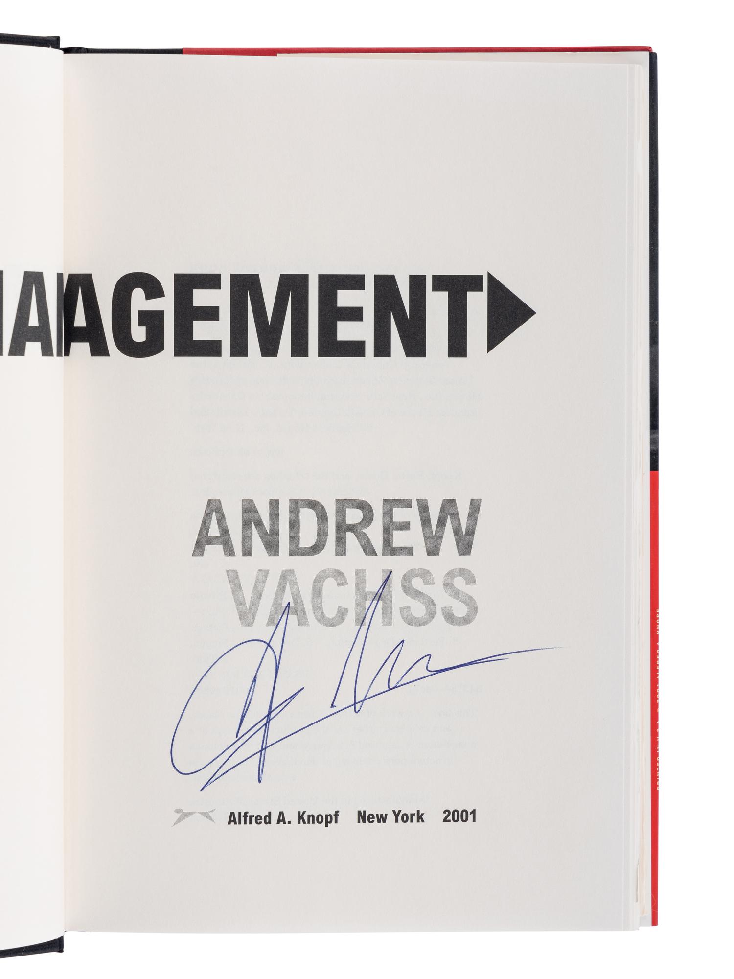 VACHSS, Andrew (1942-2021). A group of 8 works by Vachss, ALL FIRST EDITIONS, ALL SIGNED OR INSCRIBED, comprising: