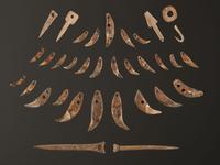 A Frame of Drilled Teeth, Bone Hairpins, and Fish Hooks