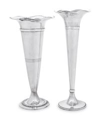 Two American Silver Trumpet Vases