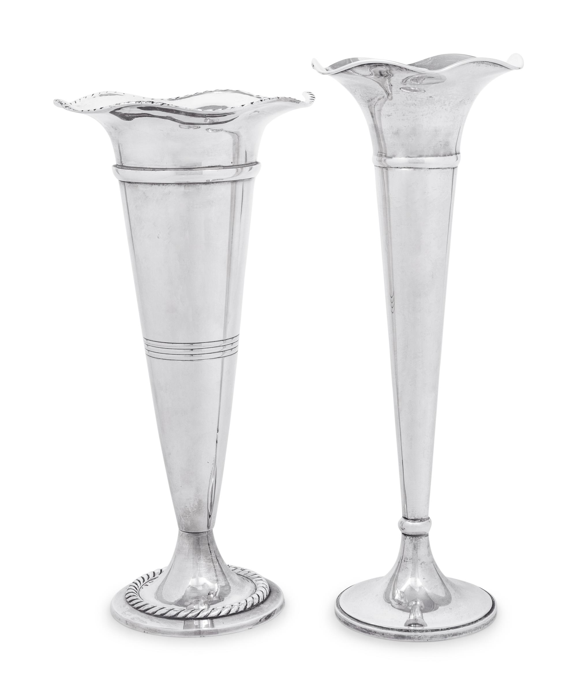 Two American Silver Trumpet Vases