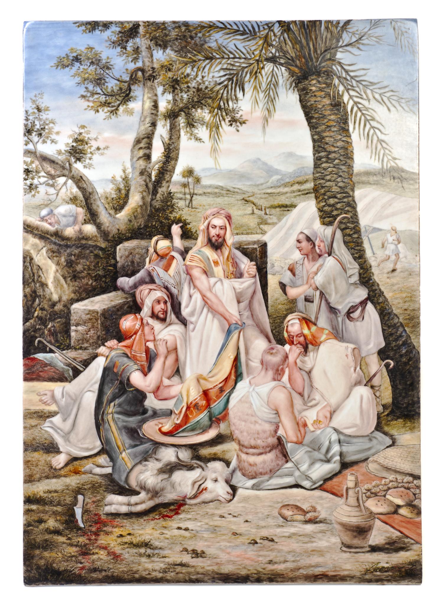 A Large German Porcelain Plaque, Height 27 x width 19 1/4 inches.
