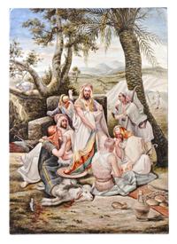 A Large German Porcelain Plaque, Height 27 x width 19 1/4 inches.