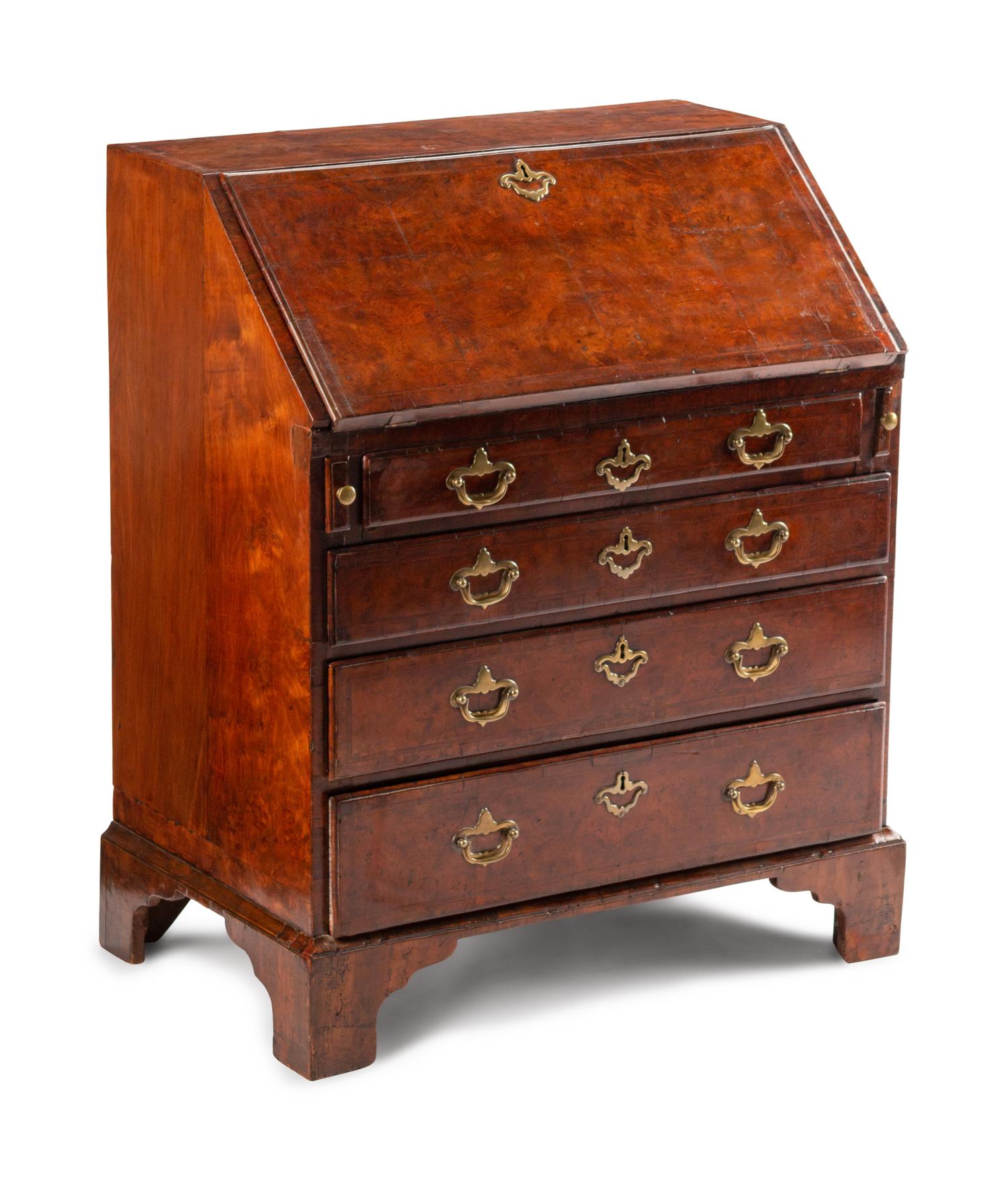 A George II Walnut Slant-Front Desk