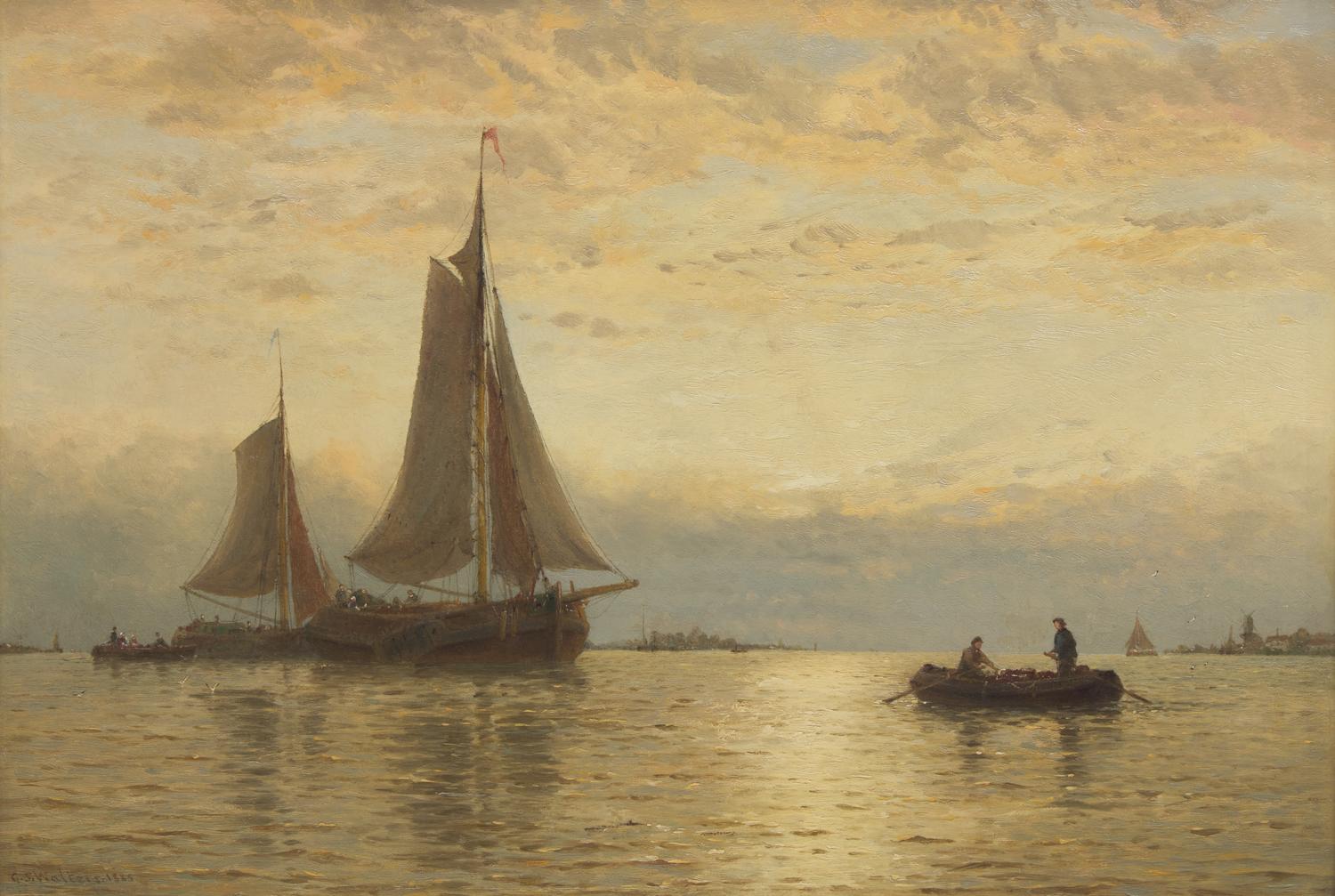 Dutch Tjalks at Sunset , 1885