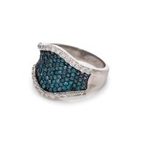 IRRADIATED BLUE DIAMOND AND DIAMOND RING