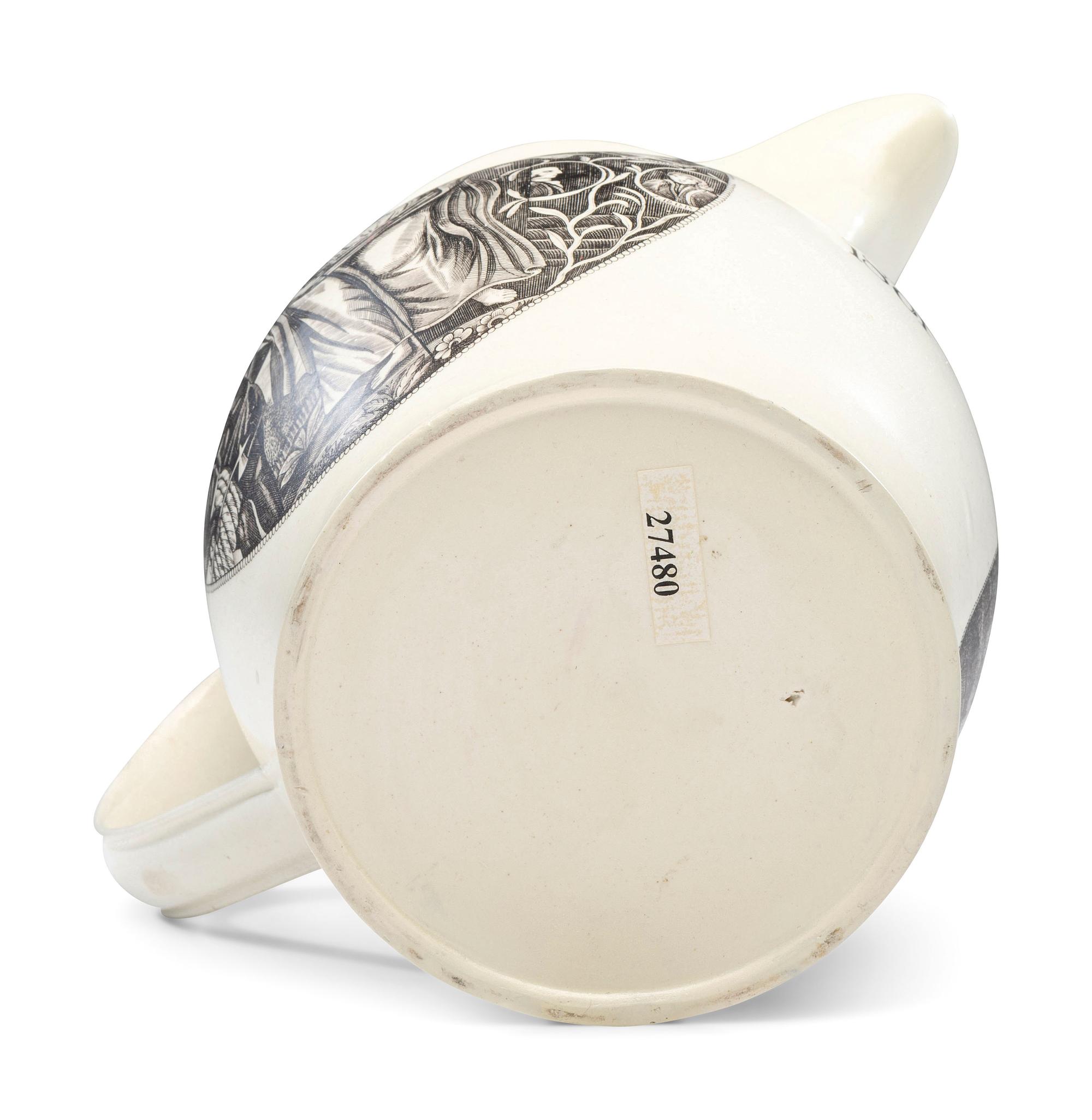 A Liverpool Transfer-Printed Creamware 'Emblem of America / Washington in Glory' Pitcher