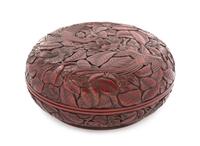 A Cinnabar Lacquer Circular Box and Cover Diameter 12 inches.