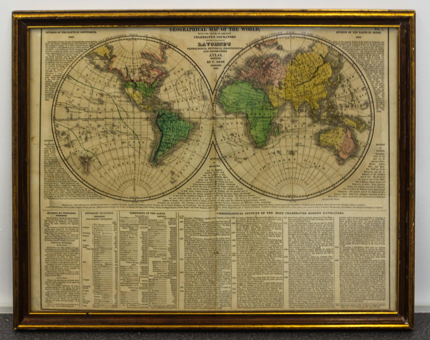 A Geographical Map of the World 18 3/4 x 23 1/4 inches. — 19TH/20TH CENTURY