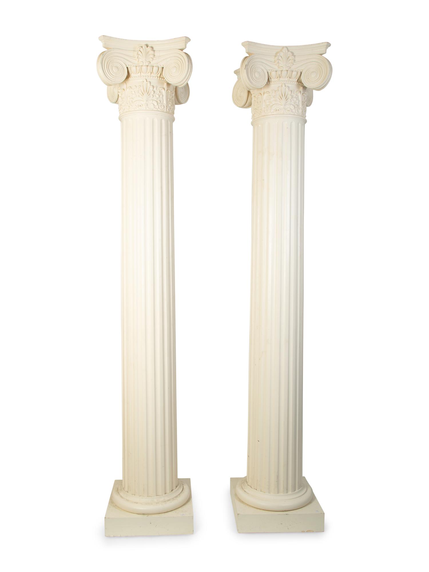 A Pair of White Painted Ionic Columns — 20TH CENTURY
