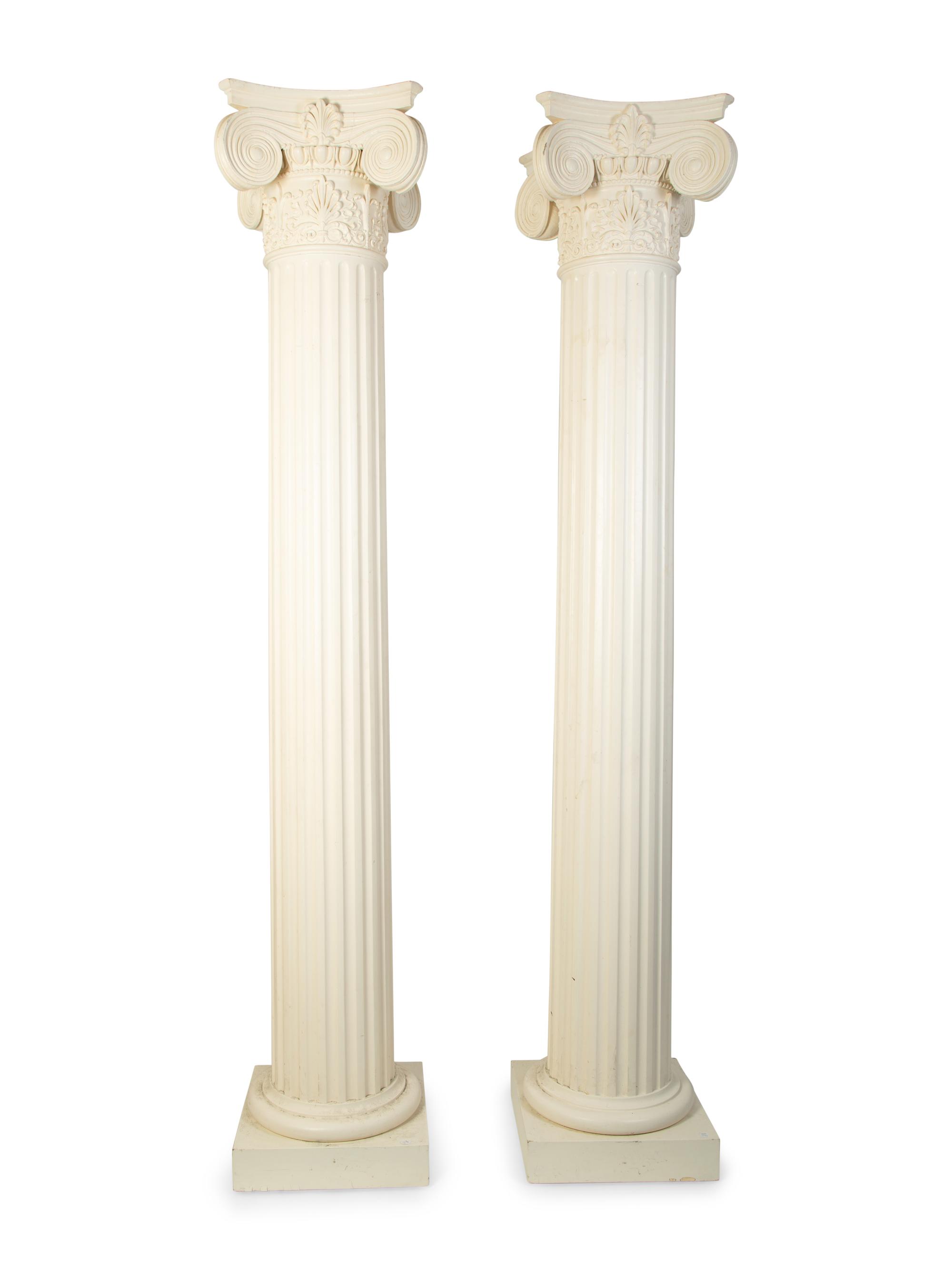 A Pair of White Painted Ionic Columns — 20TH CENTURY