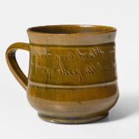 George Ohr (American, 1857-1918) "Jefferson" Mug in Olive Glaze with Matte Gunmetal Interior, Biloxi, Mississippi, USA, 1896