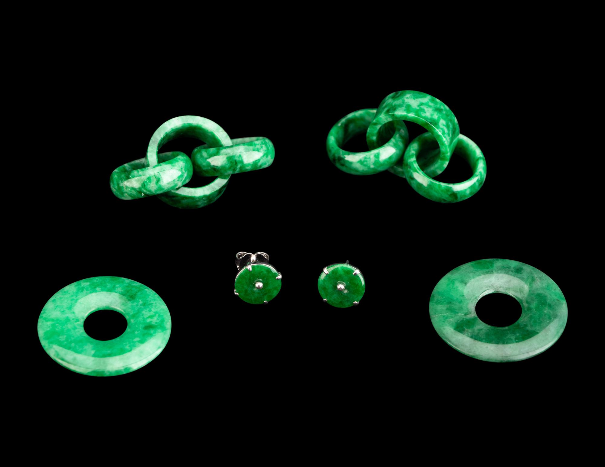 Three Pairs of Chinese Jadeite Jewelry