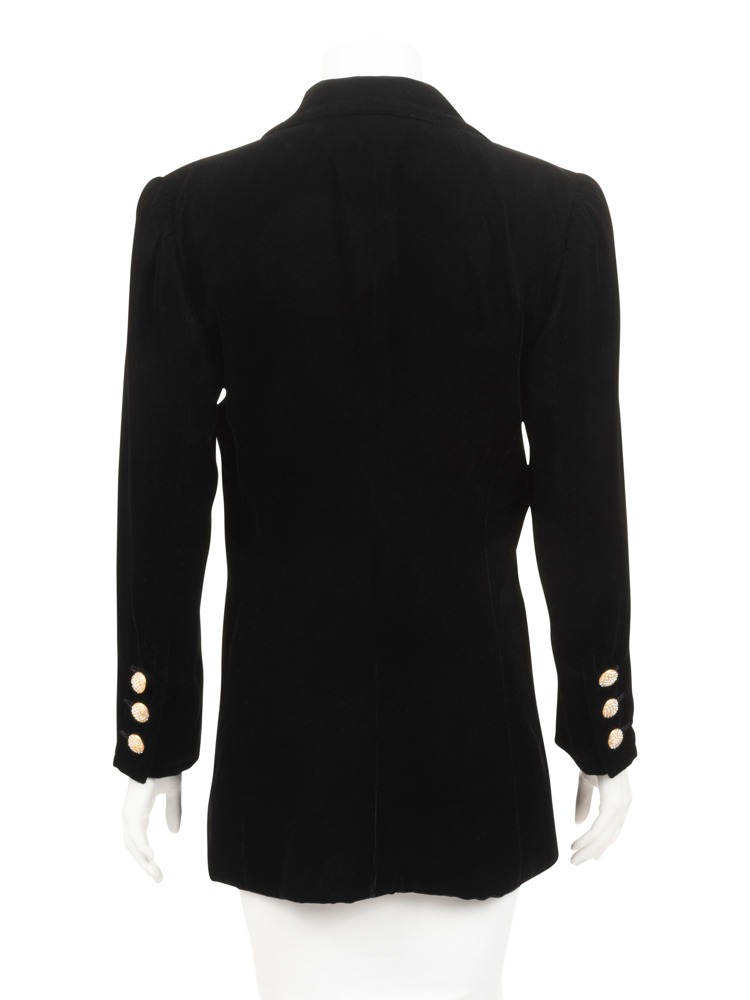 Givenchy Haute Couture Velvet Double Breasted Jacket, 1970-90s