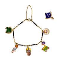 A Yellow Gold and Enamel Charm Bracelet,